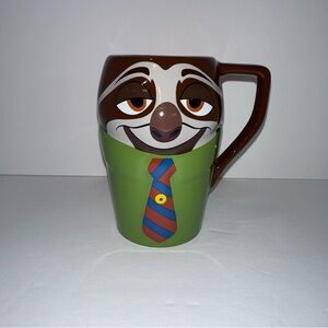 Disney Store Zootopia Sloth 3D Flash Ceramic Figural Mug Collectible Cup RARE